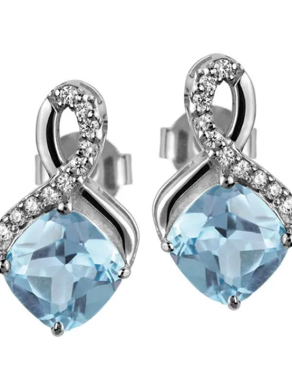 Jacques Lemans Ohrschmuck-Ohrstecker Topas Blau Raute SE-O117B