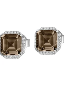 Jacques Lemans Ohrschmuck-Ohrstecker Rauchquarz SE-O104E