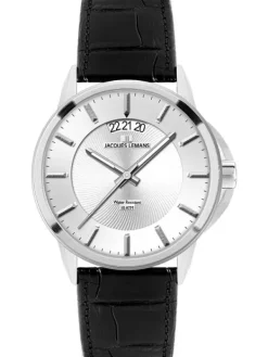 Jacques Lemans Herrenuhren-Sydney 42mm silberf. Leder 1-1540B