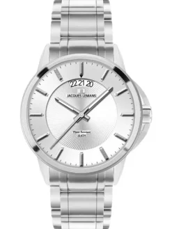 Jacques Lemans Herrenuhren-Sydney 42mm silberf. Stahlarmband 1-1540E