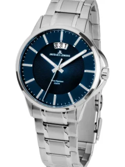 Jacques Lemans Herrenuhren-Sydney 42mm Blau Stahlarmband 1-1540M