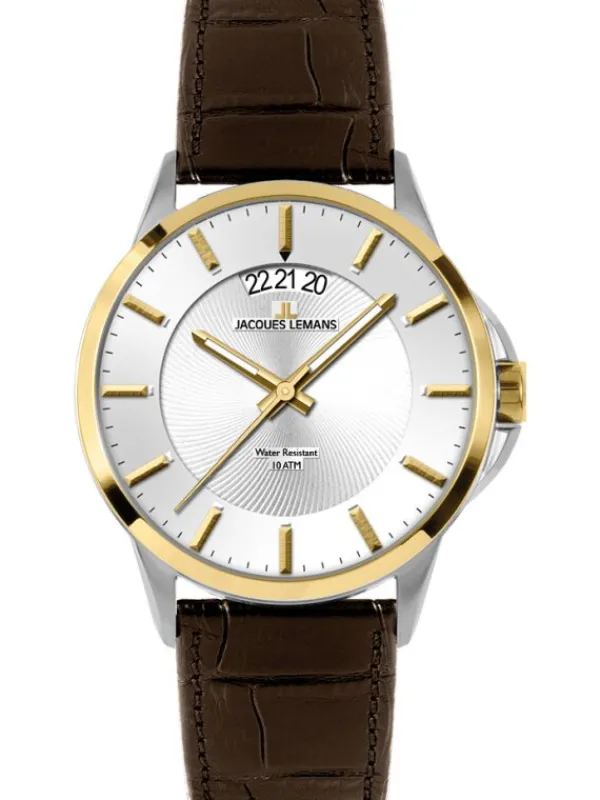 Jacques Lemans Herrenuhren-Sydney 42mm bicolor Leder 1-1540H