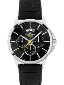 Jacques Lemans Herrenuhren-Sydney 42mm Chrono Leder 1-1542A