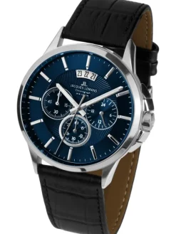 Jacques Lemans Herrenuhren-Sydney 42mm Chrono Leder blau 1-1542G