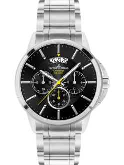 Jacques Lemans Herrenuhren-Sydney 42mm Chronograph Schwarz 1-1542D