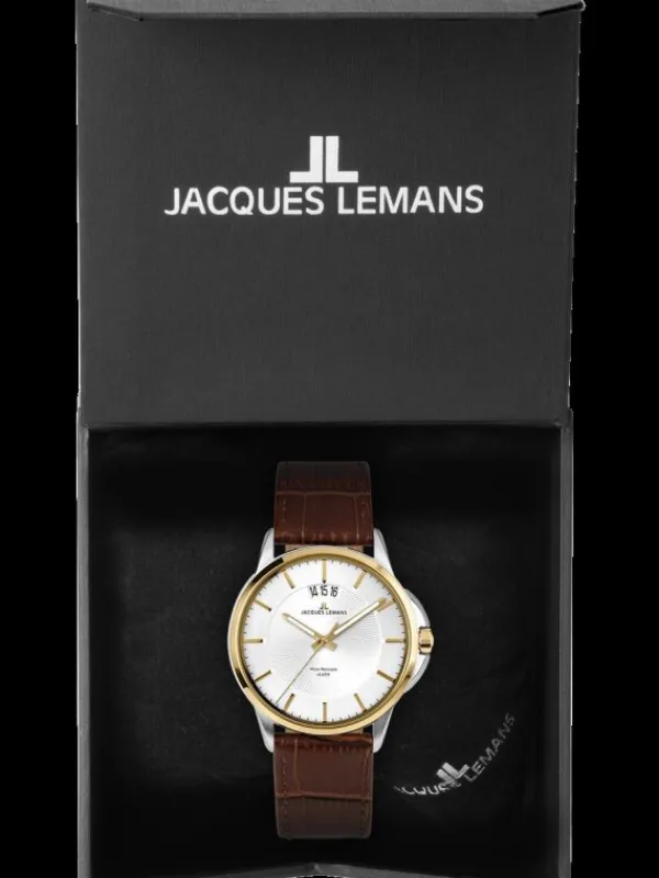 Jacques Lemans Herrenuhren-Sydney 42mm bicolor Leder 1-1540H