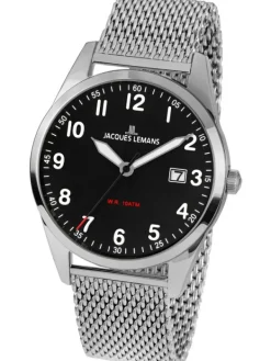 Jacques Lemans Herrenuhren-Vienna 40mm Milanaise schw. 1-2002H
