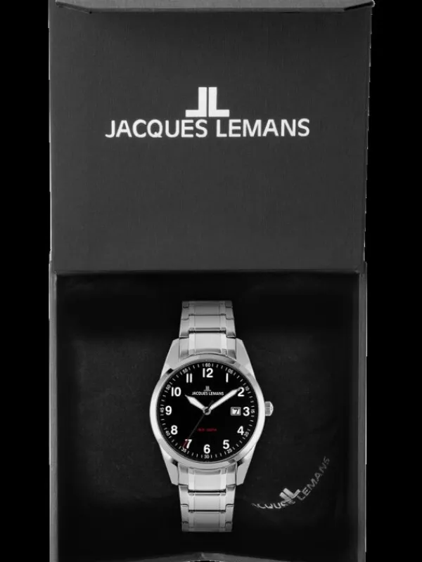 Jacques Lemans Herrenuhren-Vienna 40mm Gliederb. schw. 1-2002Q