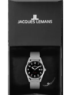 Jacques Lemans Herrenuhren-Vienna 40mm Milanaise schw. 1-2002H