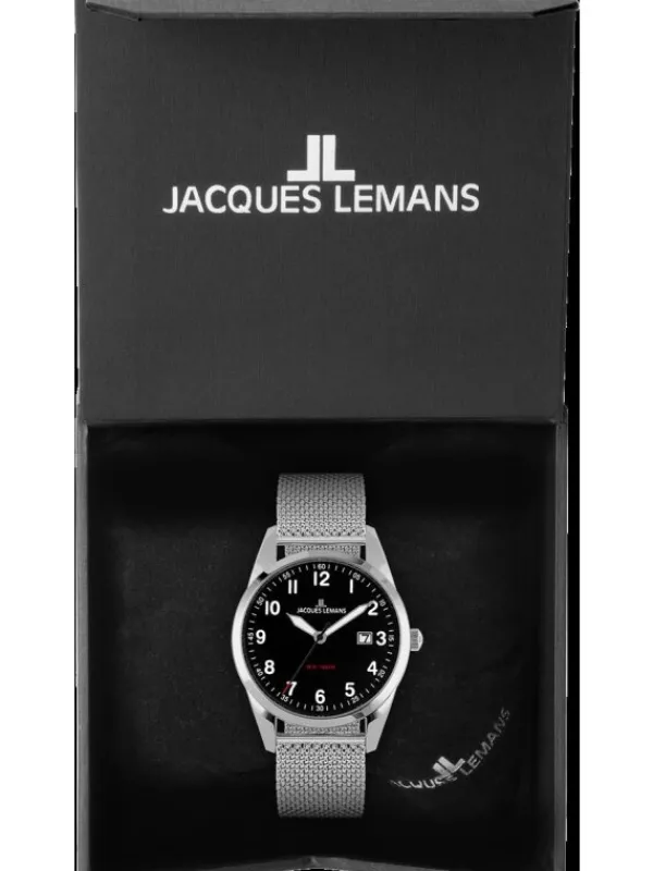 Jacques Lemans Herrenuhren-Vienna 40mm Milanaise schw. 1-2002H