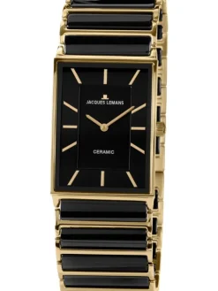 Jacques Lemans Damenuhren-York Ceramic schwarz/goldf. 20mm 1-1651D