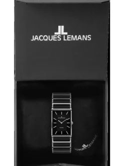 Jacques Lemans Damenuhren-York Ceramic schwarz 24mm 1-1594A