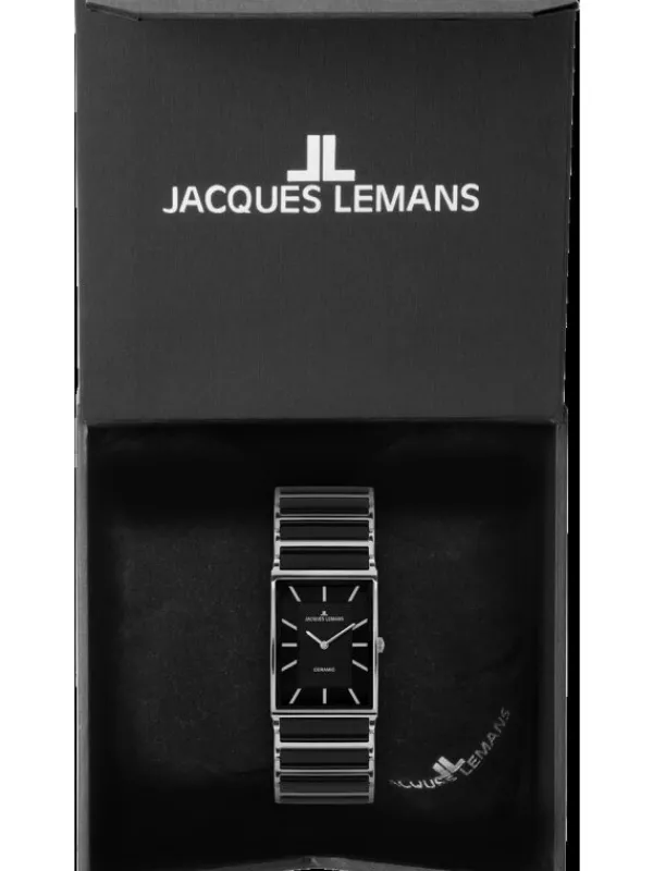 Jacques Lemans Damenuhren-York Ceramic schwarz 24mm 1-1594A