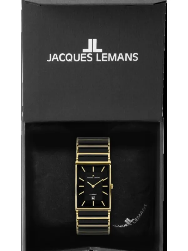 Jacques Lemans Herrenuhren-York Ceramic schw./goldf. 28mm 1-1593.1G