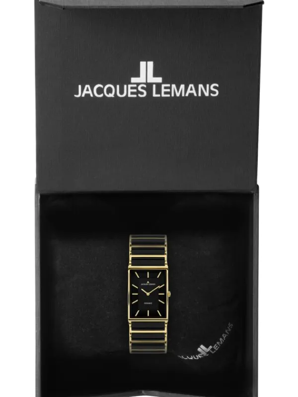 Jacques Lemans Damenuhren-York Ceramic schwarz/goldf. 20mm 1-1651D