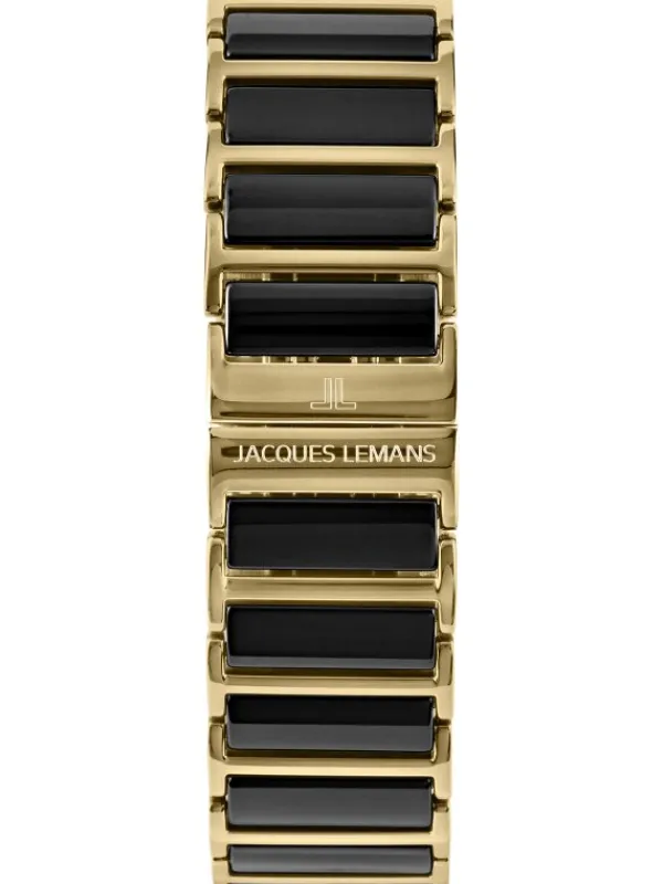 Jacques Lemans Damenuhren-York Ceramic schwarz/goldf. 20mm 1-1651D