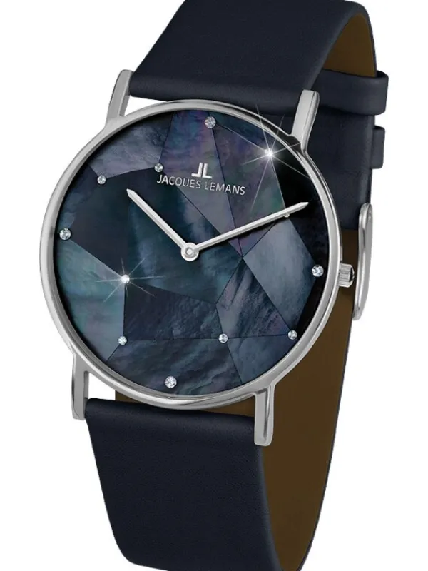 Jacques Lemans Damenuhren-York Perlmutt Blau 1-2050F