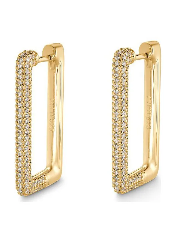 JETTE Ohrschmuck-GLAM Creolen Silber vergoldet rechteckig S.88340051NL