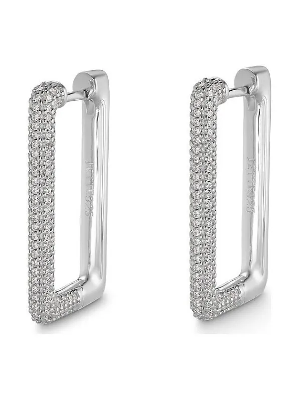 JETTE Ohrschmuck-GLAM Creolen Silber rechteckig S.88340035NL