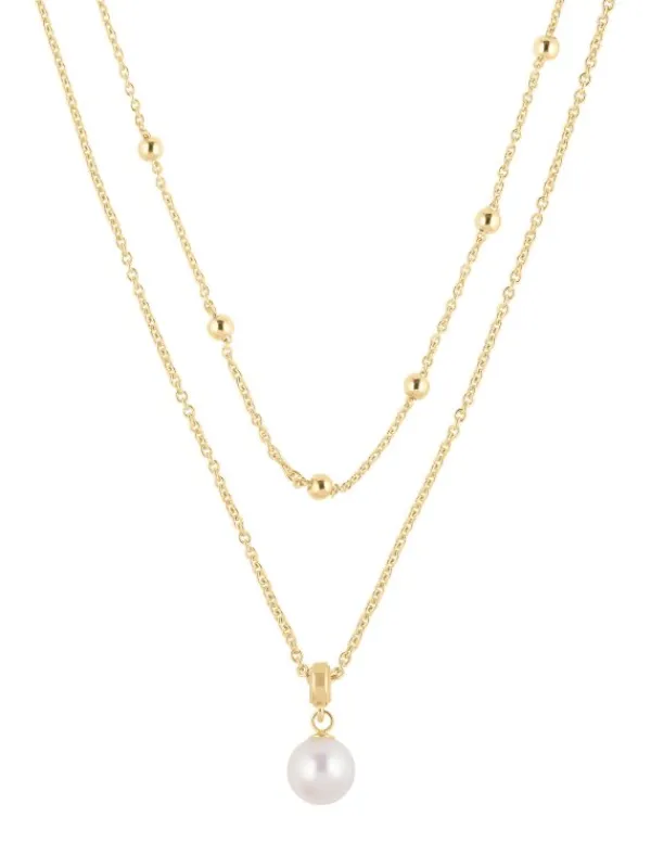 JETTE Halsketten + Collier-JOY Halskette doppel Perle vergoldet S.88601718NL