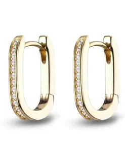 JETTE Ohrschmuck-LUNA Creolen Silber vergoldet Zirkonia oval S.88160916NL