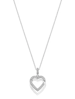 JETTE Halsketten + Collier-SWING HEART Halskette Silber Zirkonia S.88336054NL