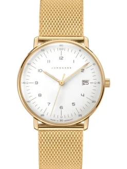 JUNGHANS Damenuhren-max bill Damen weiß goldf. Milanese 47/7452.46