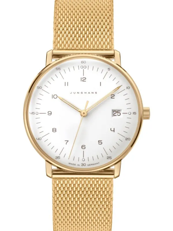 JUNGHANS Damenuhren-max bill Damen weiß goldf. Milanese 47/7452.46