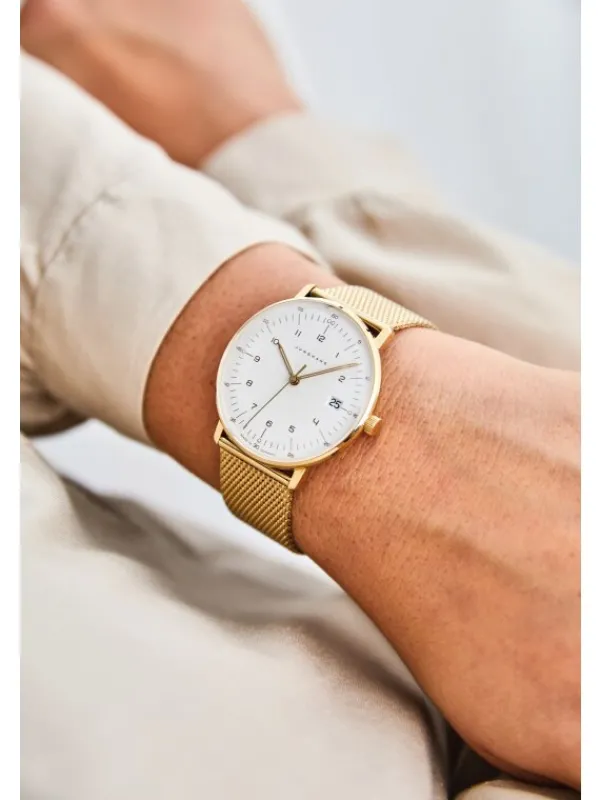 JUNGHANS Damenuhren-max bill Damen weiß goldf. Milanese 47/7452.46