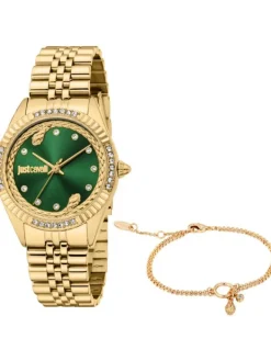 Just Cavalli Damenuhren-Vittoria Set goldf. Grün JC1L361M0065