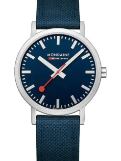 MONDAINE Herrenuhren-Classic 40 mm, gebürstet, blau A660.30360.40SBD