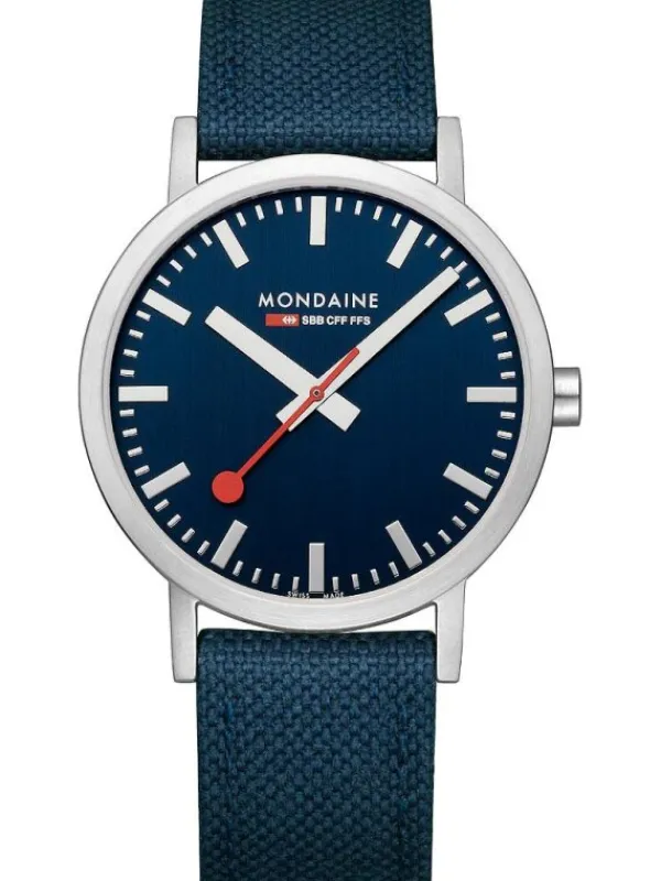 MONDAINE Herrenuhren-Classic 40 mm, gebürstet, blau A660.30360.40SBD