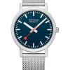 MONDAINE Herrenuhren | Damenuhren-Classic 36 mm, gebürstet, blau, Milanese A660.30314.40SBJ
