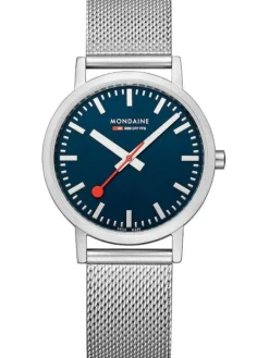 MONDAINE Herrenuhren | Damenuhren-Classic 36 mm, gebürstet, blau, Milanese A660.30314.40SBJ
