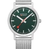 MONDAINE Herrenuhren | Damenuhren-Classic 36 mm, gebürstet, grün, Milanese A660.30314.60SBJ