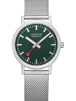 MONDAINE Herrenuhren | Damenuhren-Classic 36 mm, gebürstet, grün, Milanese A660.30314.60SBJ