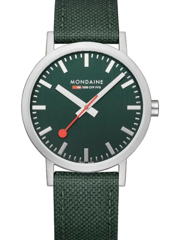 MONDAINE Herrenuhren-Classic 40 mm, gebürstet, grün A660.30360.60SBF