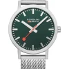 MONDAINE Herrenuhren-Classic 40 mm, gebürstet, grün, Milanese A660.30360.60SBJ