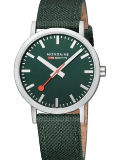 MONDAINE Herrenuhren-Classic 40 mm, gebürstet, grün A660.30360.60SBF