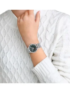 MONDAINE Herrenuhren | Damenuhren-Classic 36 mm, gebürstet, grün, Milanese A660.30314.60SBJ