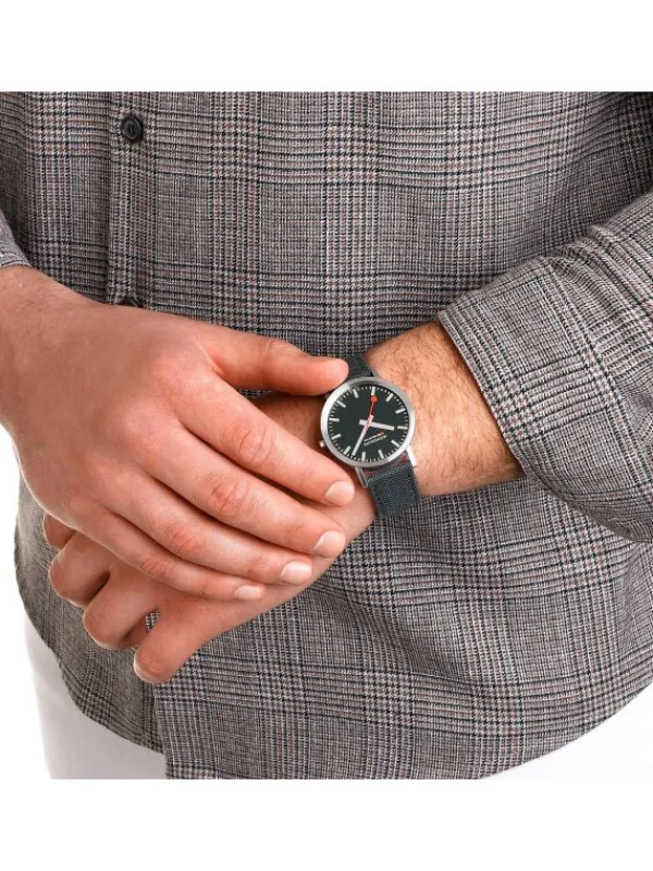 MONDAINE Herrenuhren-Classic 40 mm, gebürstet, grün A660.30360.60SBF