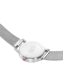 MONDAINE Herrenuhren-Classic 40 mm, gebürstet, blau, Milanese A660.30360.40SBJ