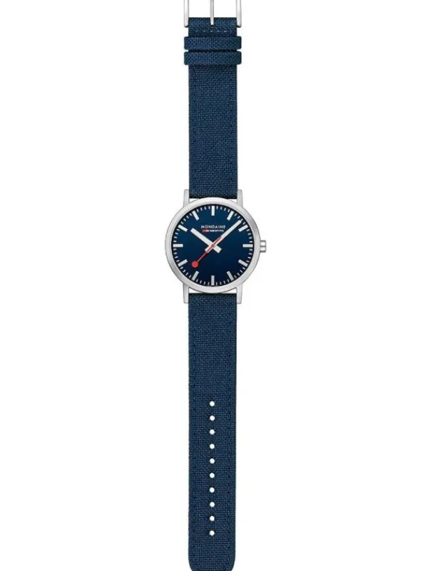 MONDAINE Herrenuhren-Classic 40 mm, gebürstet, blau A660.30360.40SBD