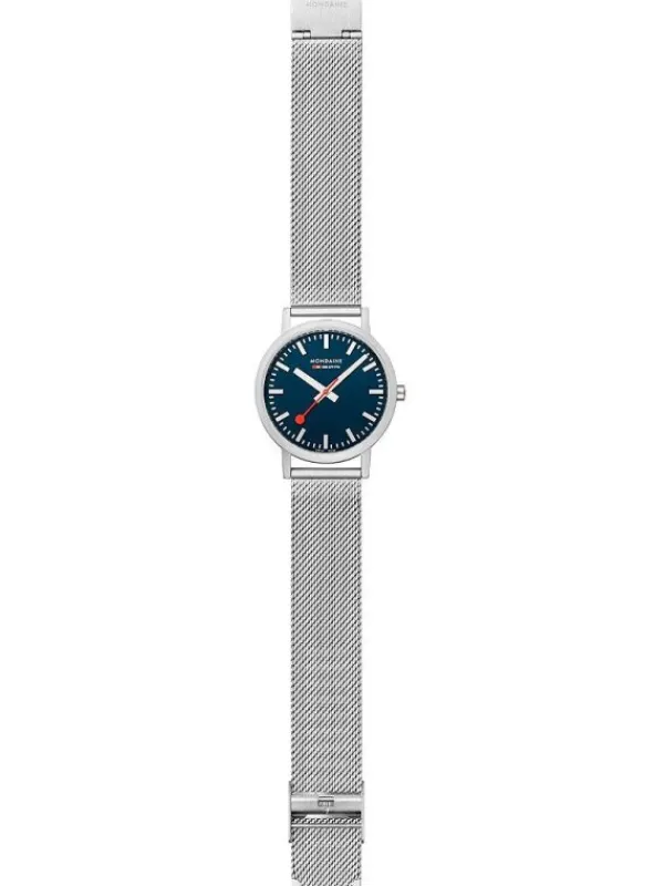 MONDAINE Herrenuhren | Damenuhren-Classic 36 mm, gebürstet, blau, Milanese A660.30314.40SBJ