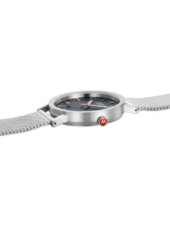 MONDAINE Herrenuhren | Damenuhren-Classic 36 mm, gebürstet, blau, Milanese A660.30314.40SBJ
