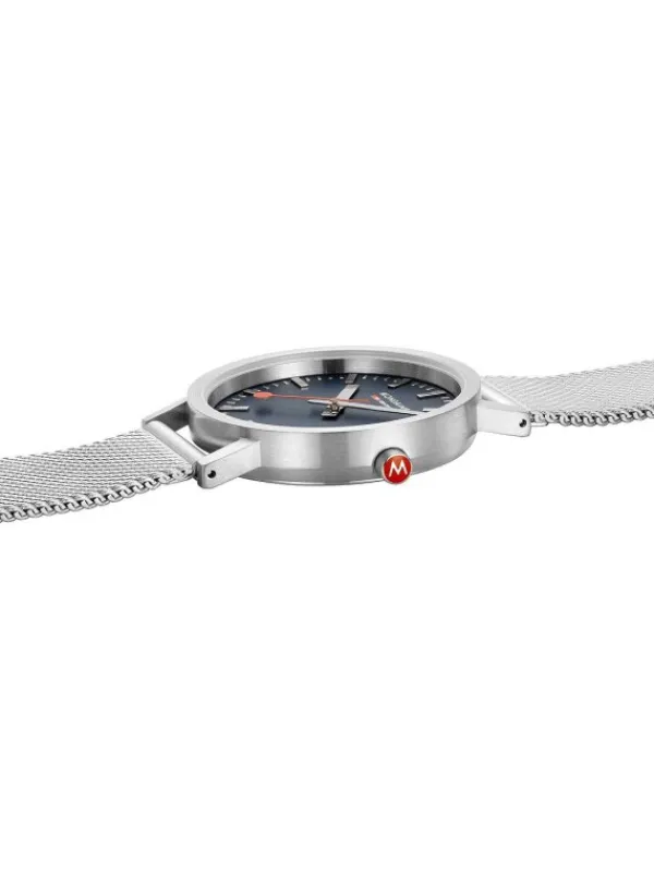MONDAINE Herrenuhren | Damenuhren-Classic 36 mm, gebürstet, blau, Milanese A660.30314.40SBJ