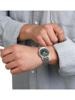MONDAINE Herrenuhren | Damenuhren-Classic 36 mm, gebürstet, grün, Milanese A660.30314.60SBJ