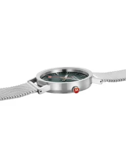 MONDAINE Herrenuhren | Damenuhren-Classic 36 mm, gebürstet, grün, Milanese A660.30314.60SBJ
