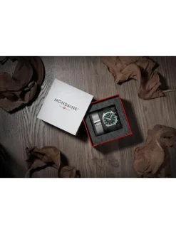 MONDAINE Herrenuhren-Cushion Chrono 41mm Set Grün MSL.41460.LF.SET
