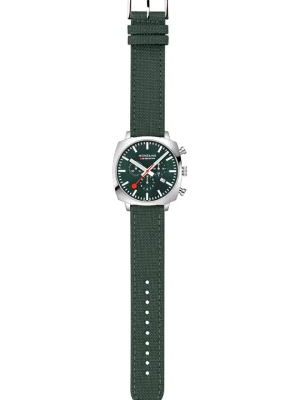 MONDAINE Herrenuhren-Cushion Chrono 41mm Set Grün MSL.41460.LF.SET
